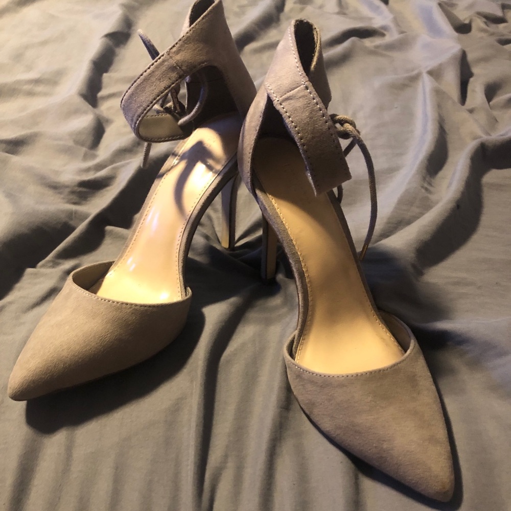 Gray stiletto heels